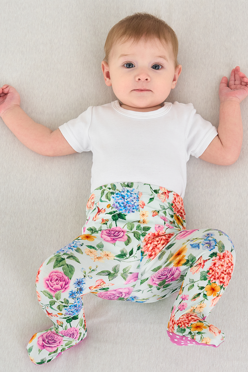 Customized Baby Bamboo T-Shirt, Footed Pajama Pants