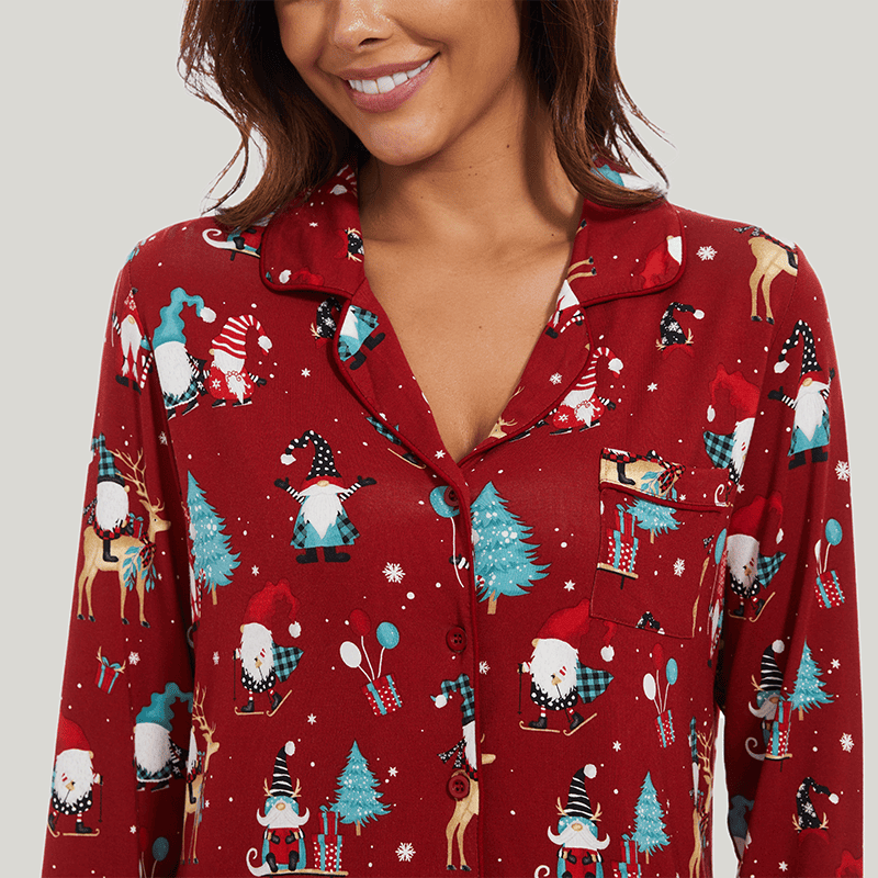 Customized Bamboo Spandex Women'S Christmas Printed Pjs Factories-180320028