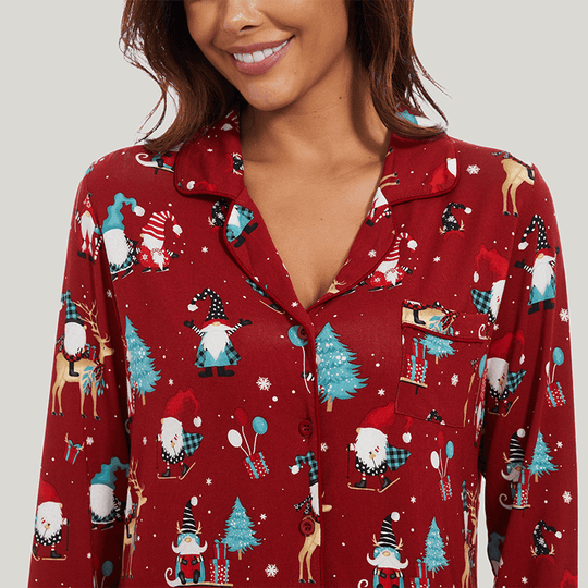 Customized Bamboo Spandex Women'S Christmas Printed Pjs Factories-180320028