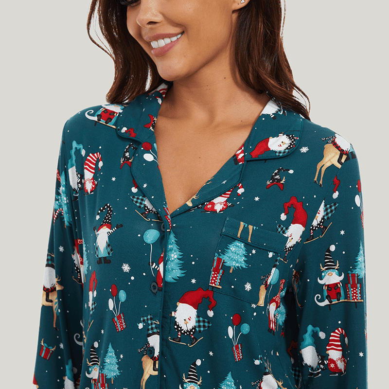 Customized Bamboo Spandex Women'S Christmas Printed Pjs Factories-180320028