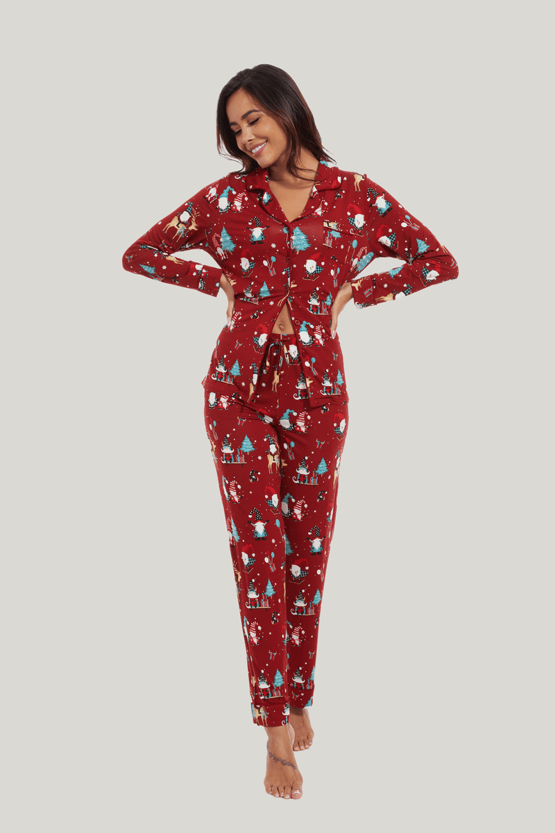 Customized Bamboo Spandex Women'S Christmas Printed Pjs Factories