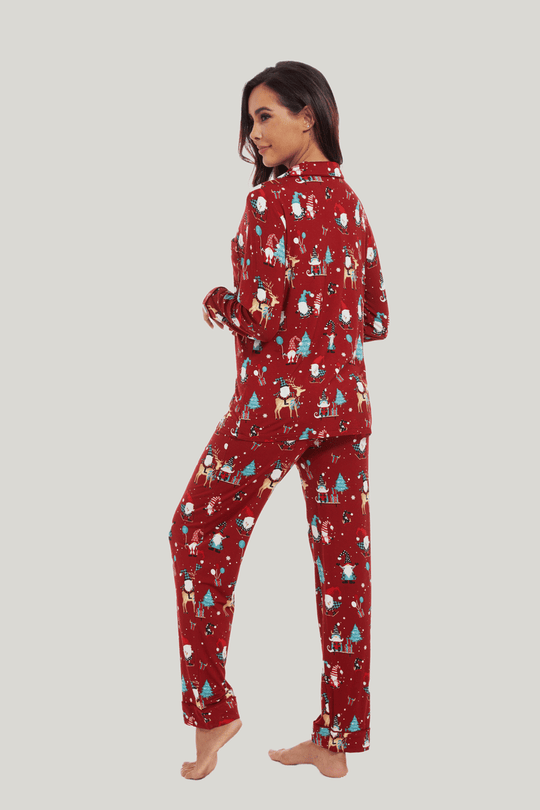 Customized Bamboo Spandex Women'S Christmas Printed Pjs Factories-180320028