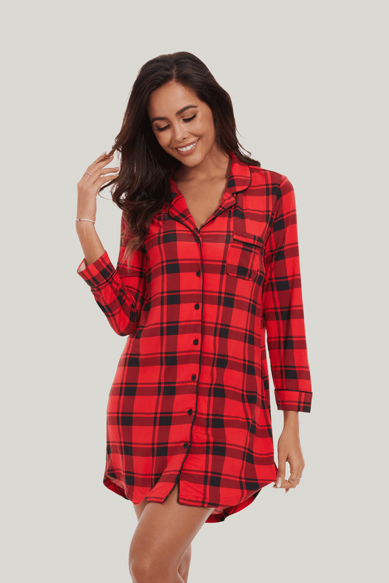 Customized Bamboo Spandex Women'S Long Sleeve Nightshirt Factories-21145013