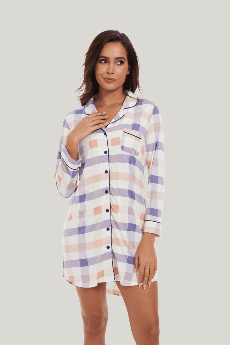 Customized Bamboo Spandex Women'S Long Sleeve Nightshirt Factories-21145013