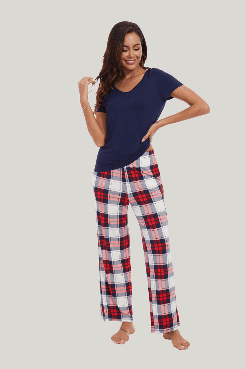 Customized Bamboo Spandex Women'S Plaid Pajama Bottoms Factories-2211820012