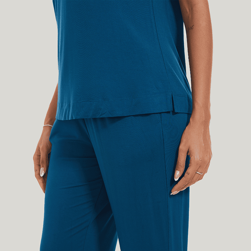 Customized Bamboo Spandex Women'S Short Sleeve Long Pants Loungewear Factories-2411820107