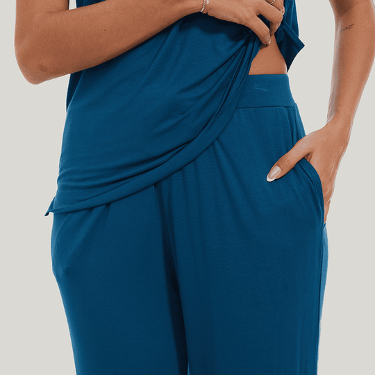 Customized Bamboo Spandex Women'S Short Sleeve Long Pants Loungewear Factories-2411820107