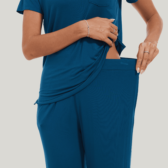Customized Bamboo Spandex Women'S Short Sleeve Long Pants Loungewear Factories-2411820107