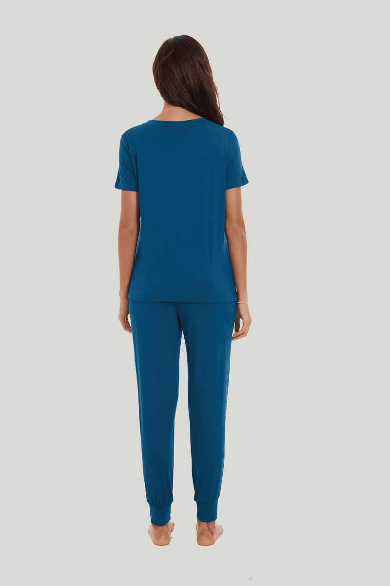 Customized Bamboo Spandex Women'S Short Sleeve Long Pants Loungewear Factories-2411820107