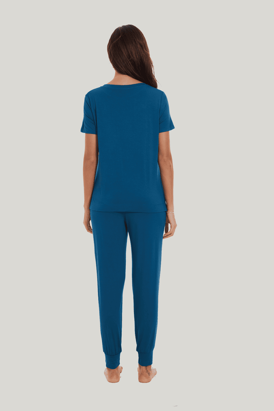 Customized Bamboo Spandex Women'S Short Sleeve Long Pants Loungewear Factories-2411820107