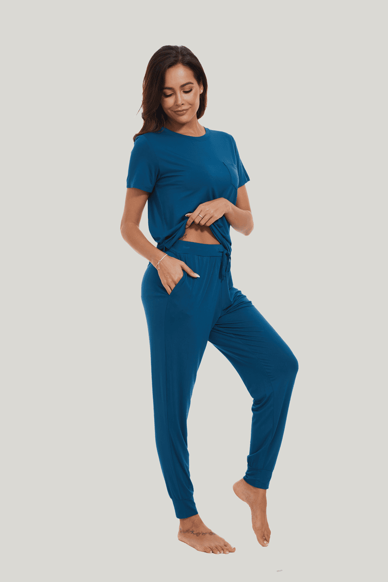 Customized Bamboo Spandex Women'S Short Sleeve Long Pants Loungewear Factories-2411820107