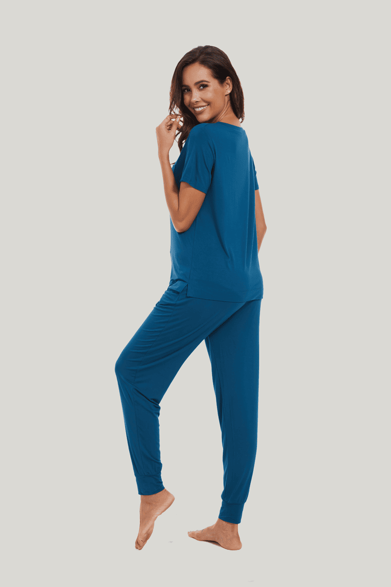 Customized Bamboo Spandex Women'S Short Sleeve Long Pants Loungewear Factories-2411820107