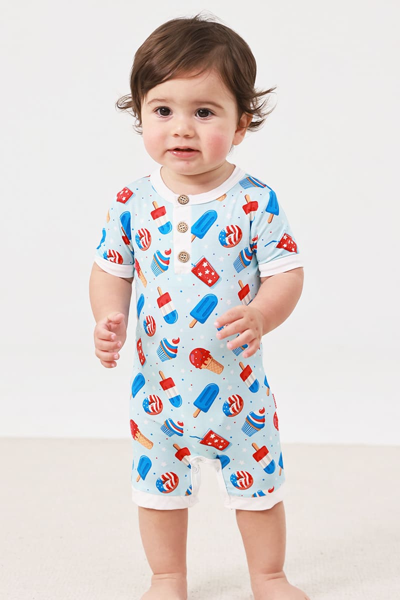 Customized Bulk Bamboo Baby Button-Up Romper
