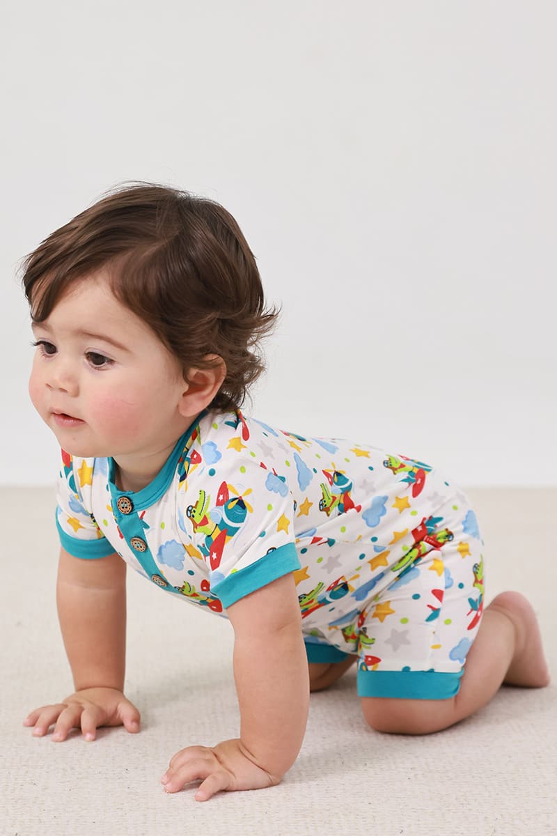 Customized Bulk Bamboo Baby Button-Up Romper-2416520438
