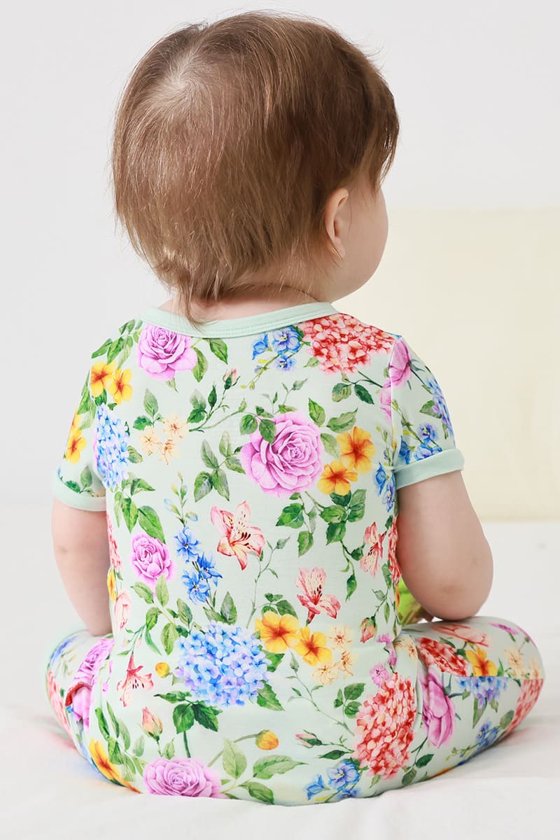 Customized Bulk Bamboo Baby Short-Sleeved Short Bottoms Zipper Romper-2416520376