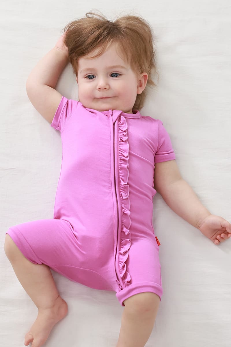 Baby Short-Sleeved Short Bottoms Zipper Romper-