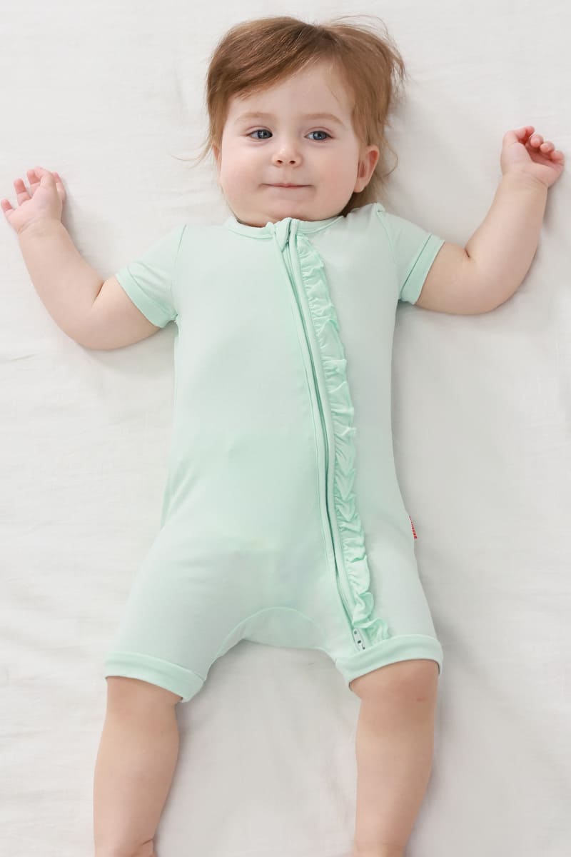 Customized Bulk Bamboo Baby Short-Sleeved Short Bottoms Zipper Romper