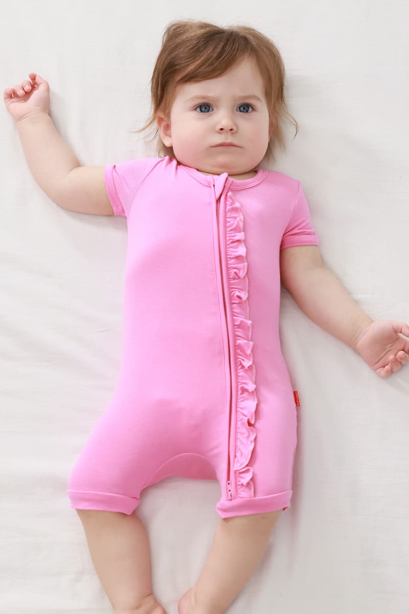 Customized Bulk Bamboo Baby Short-Sleeved Short Bottoms Zipper Romper