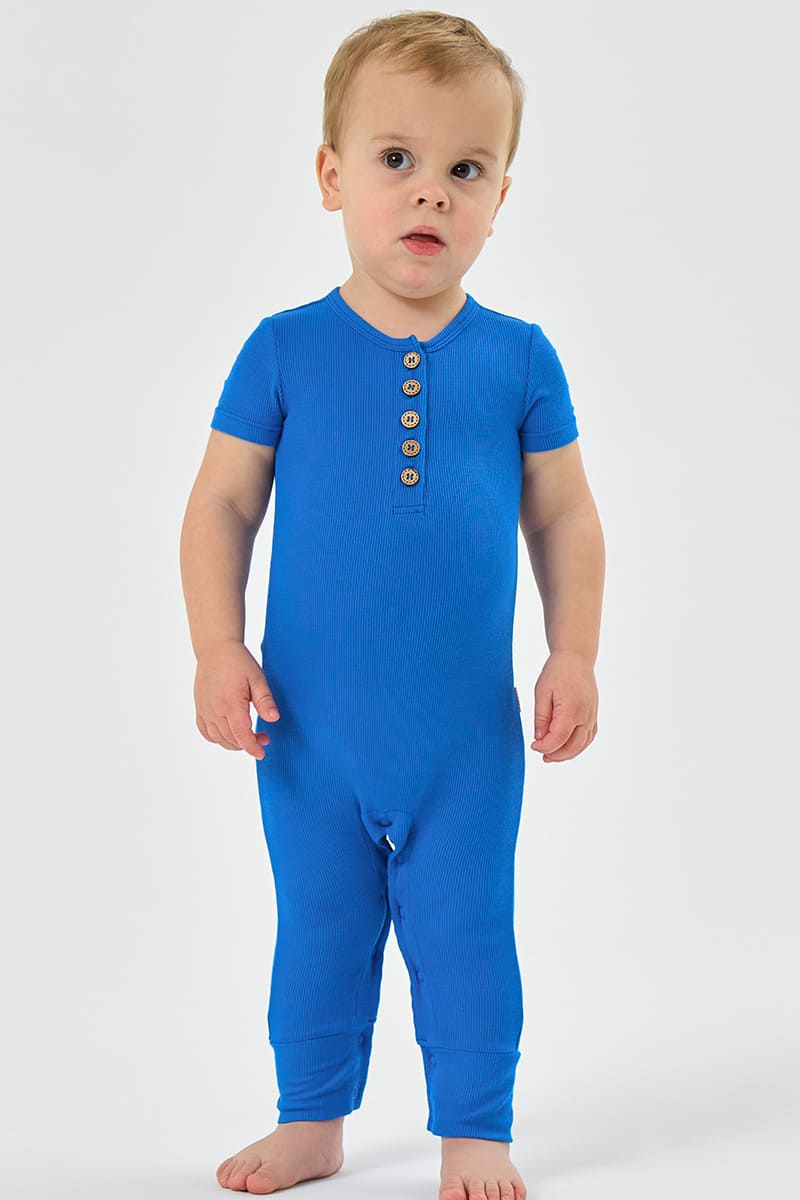 Customized Bulk Bamboo Ribbed Baby Short-Sleeved Long Bottoms Romper
