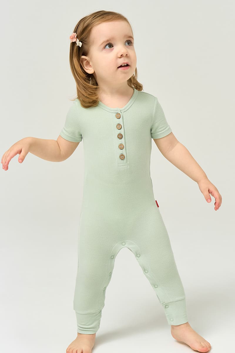 Customized Bulk Bamboo Ribbed Baby Short-Sleeved Long Bottoms Romper