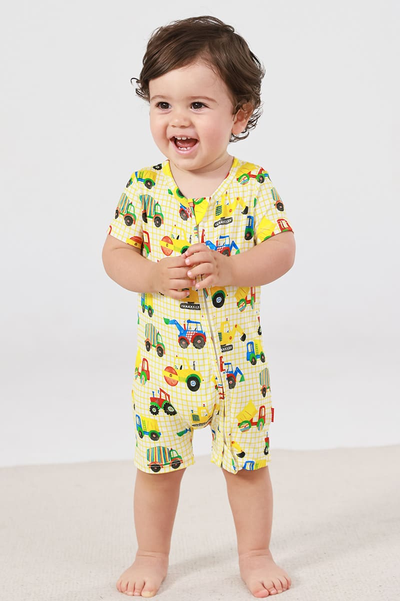 Customized Bulk Bamboo Short-Sleeved Short-Pants Zippy Romper