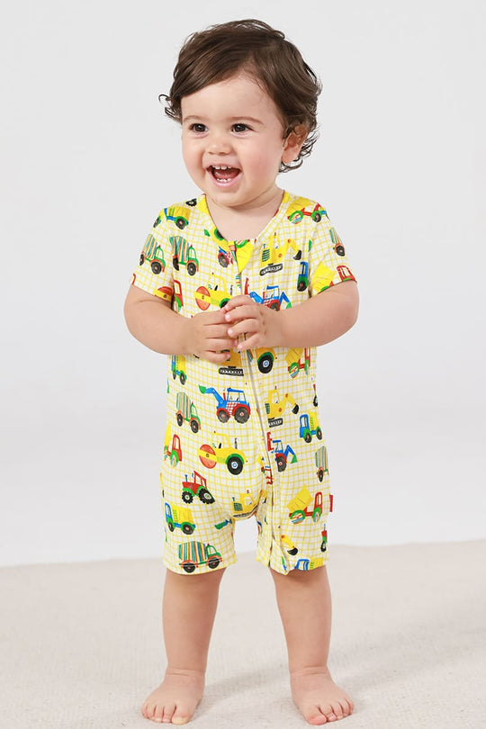 Customized Bulk Bamboo Short-Sleeved Short-Pants Zippy Romper