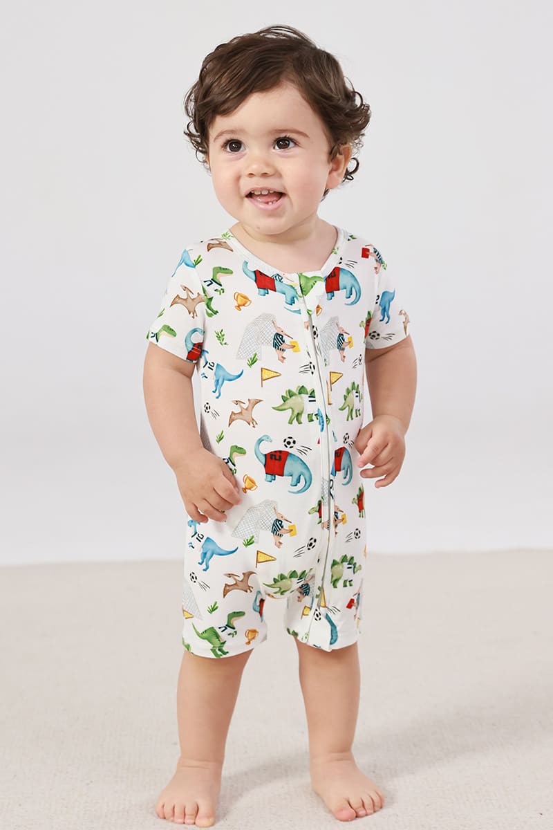 Customized Bulk Bamboo Baby Short-Sleeved Short Bottoms Zipper Romper