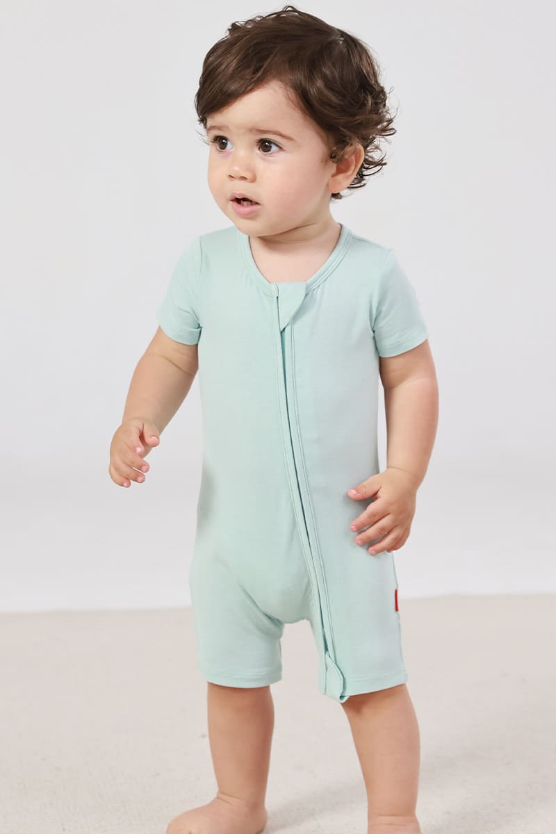 Customized Bulk Bamboo Short-Sleeved Short-Pants Zippy Romper