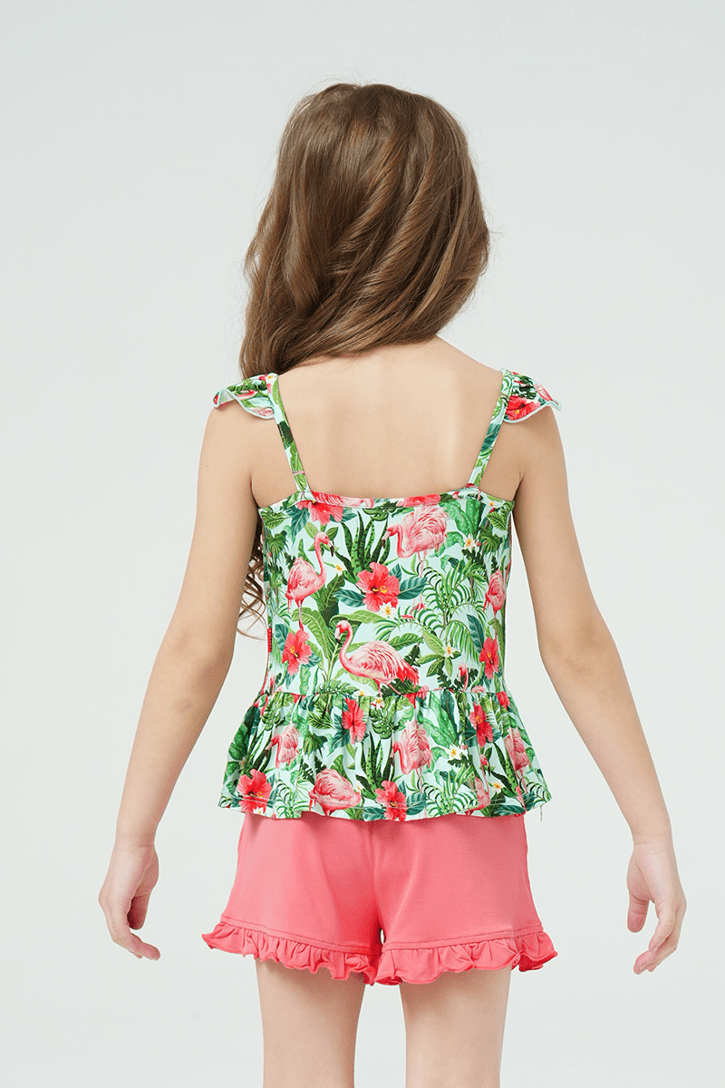 Private Label Kids Bamboo Cami Shorts Knitted Suit-2416520286