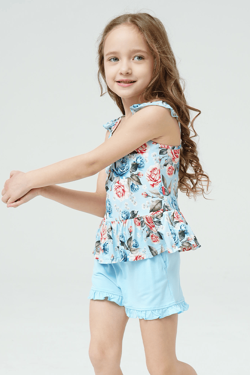 Customized Kids Bamboo Cami Shorts Knitted Suit-2416520286