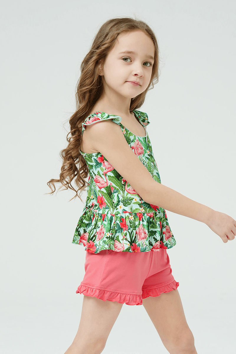 Private Label Kids Bamboo Cami Shorts Knitted Suit-2416520286