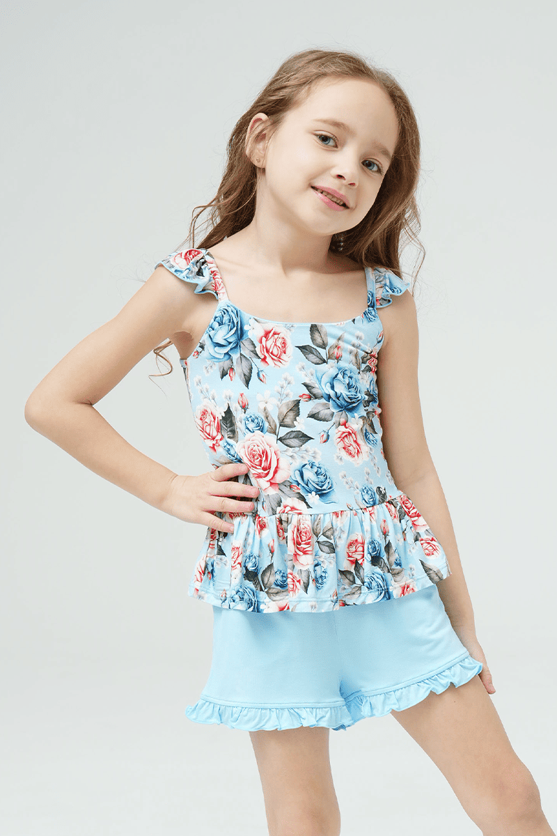 Customized Kids Bamboo Cami Shorts Knitted Suit-2416520286