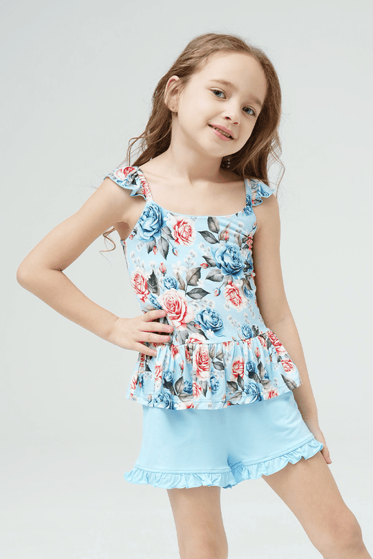 Customized Kids Bamboo Cami Shorts Knitted Suit-2416520286