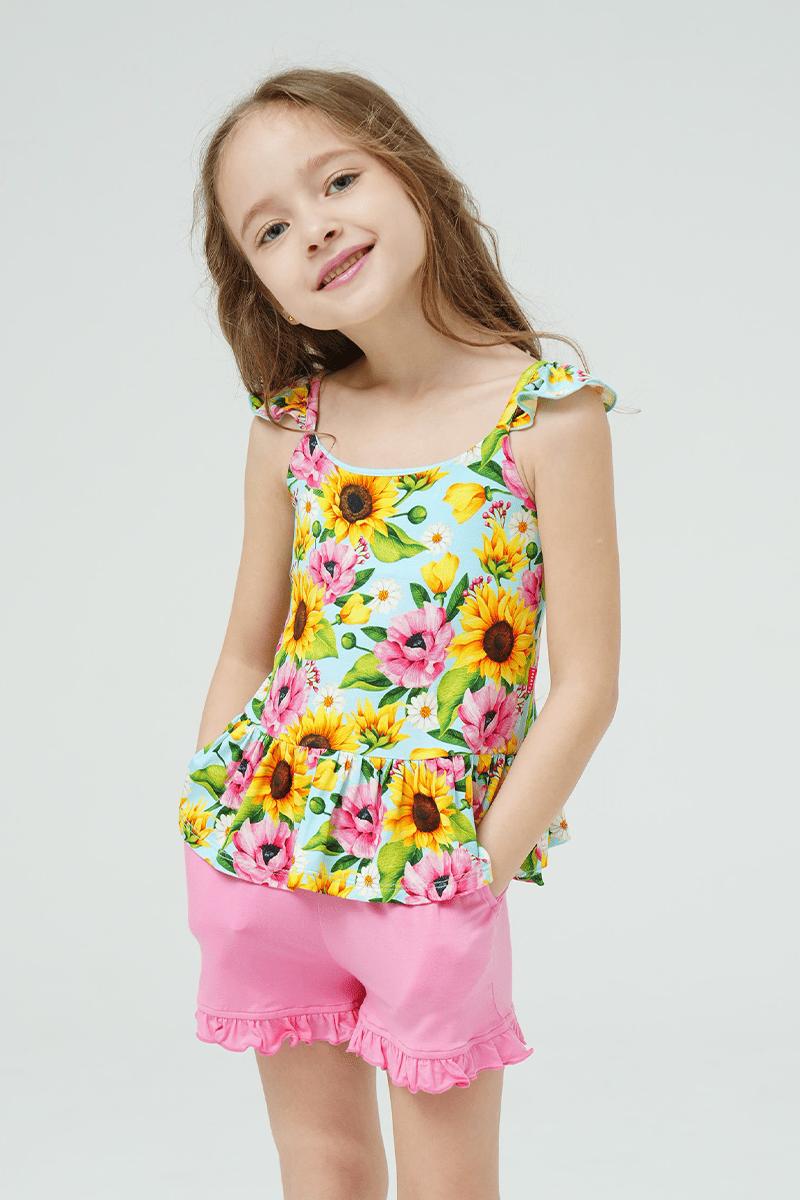 Private Label Kids Bamboo Cami Shorts Knitted Suit-2416520286