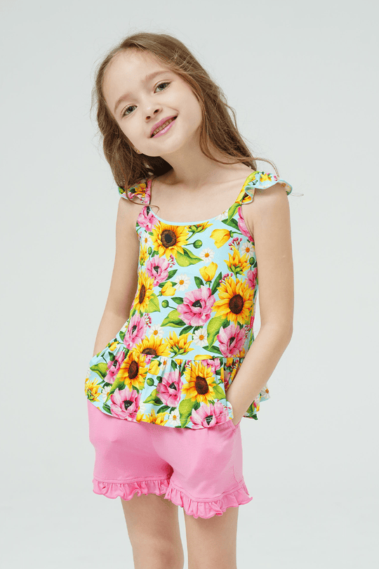 Private Label Kids Bamboo Cami Shorts Knitted Suit-2416520286