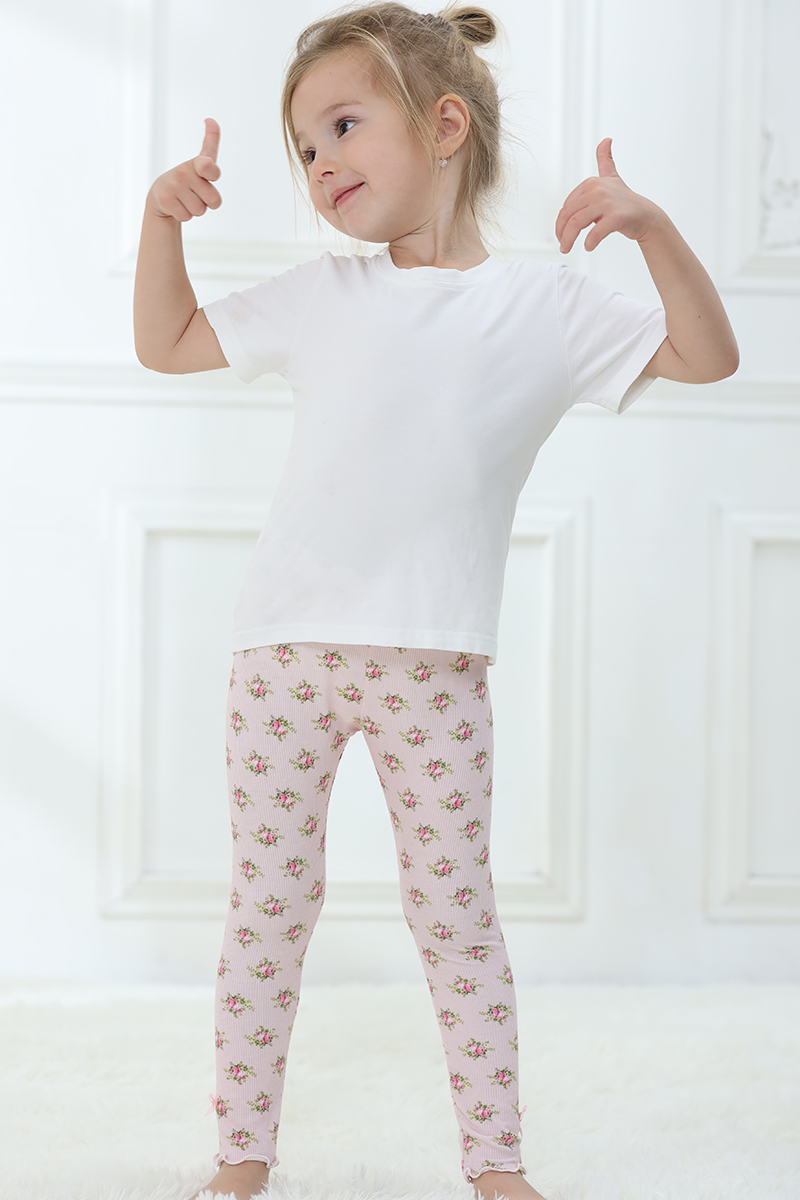 Customized Kids Ribbed Bamboo  Long Pants Pajama Set
