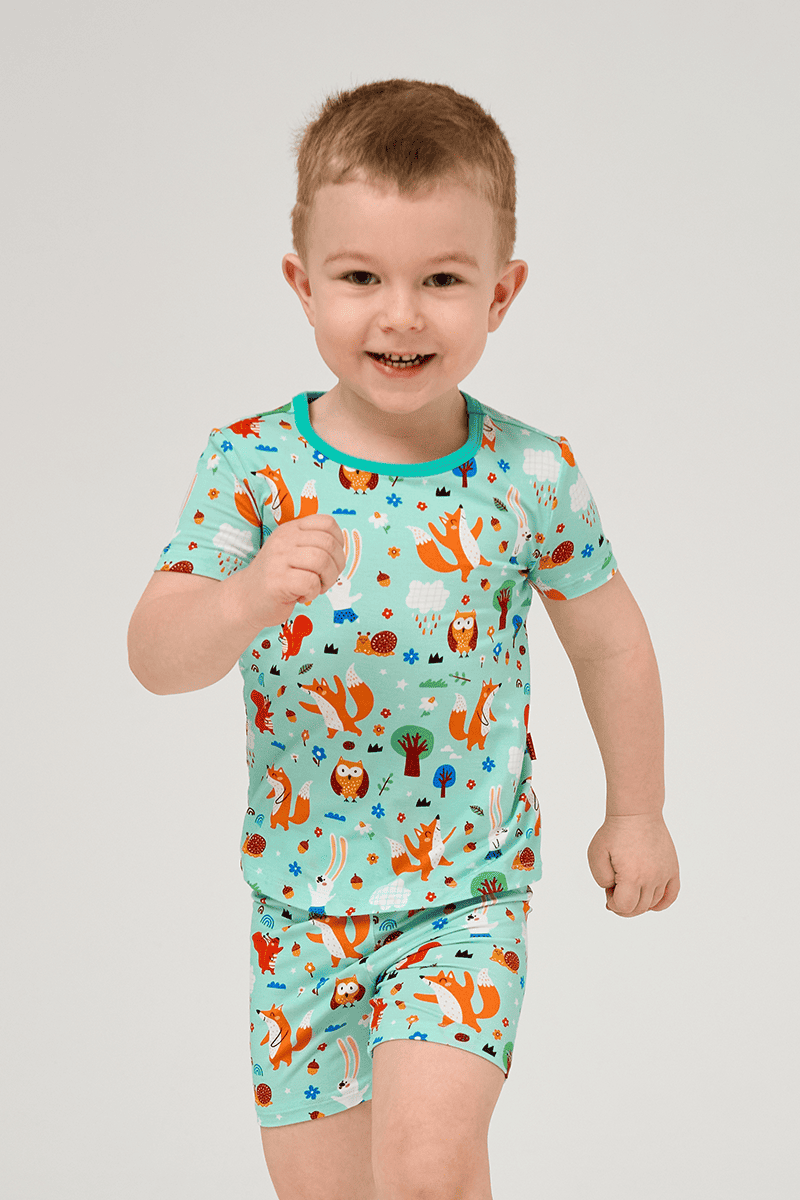 Customized Kids Bamboo T-Shirt, Fitted Short-Sleeved Shorts Pajamas