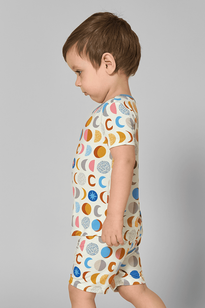 Kids Bamboo T-Shirt, Fitted Short-Sleeved Shorts Pajamas-2416520460