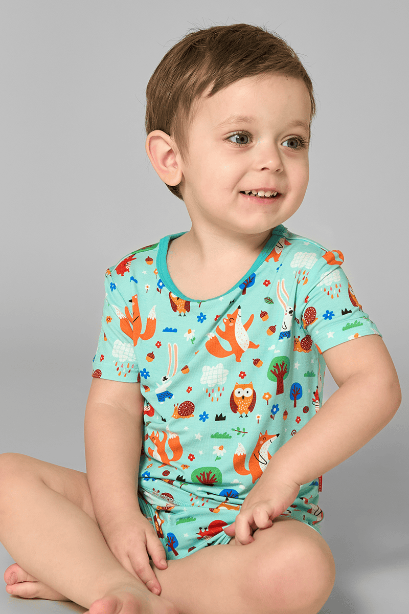Customized Kids Bamboo T-Shirt, Fitted Short-Sleeved Shorts Pajamas-2416520460