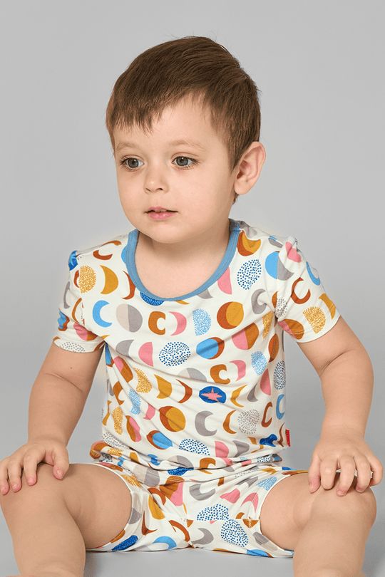 Kids Bamboo T-Shirt, Fitted Short-Sleeved Shorts Pajamas-2416520460