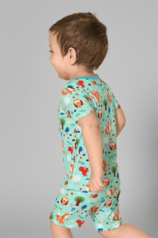 Customized Kids Bamboo T-Shirt, Fitted Short-Sleeved Shorts Pajamas-2416520460