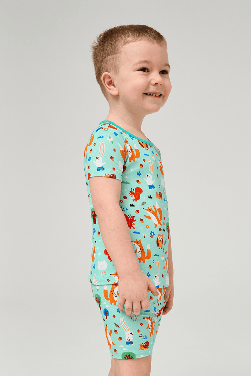 Customized Kids Bamboo T-Shirt, Fitted Short-Sleeved Shorts Pajamas-2416520460
