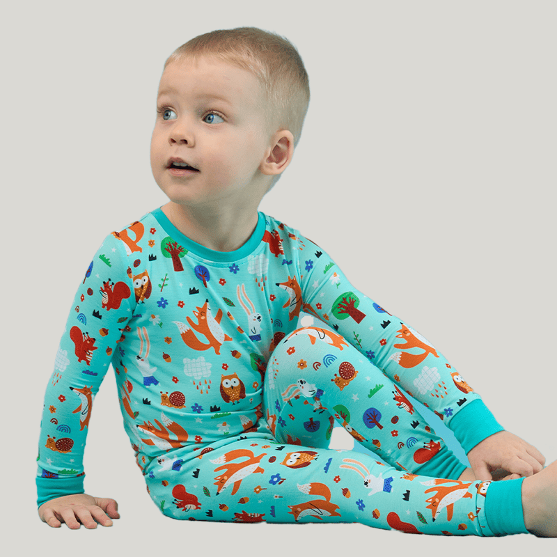 Customized Kids Bamboo T-Shirt, Fitted Short-Sleeved Shorts Pajamas-2416520457