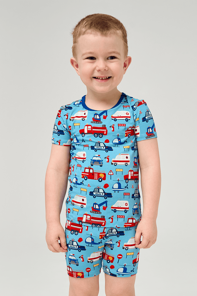 Customized Kids Bamboo T-Shirt, Fitted Short-Sleeved Shorts Pajamas