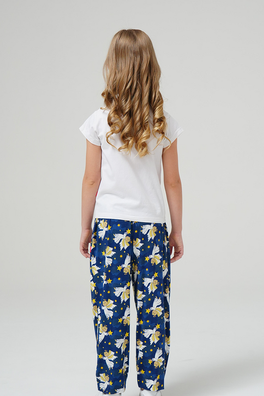 Customized Kids Bamboo T-Shirts, Relaxed Short-Sleeved Long Pants Pajama Sets-2416525009