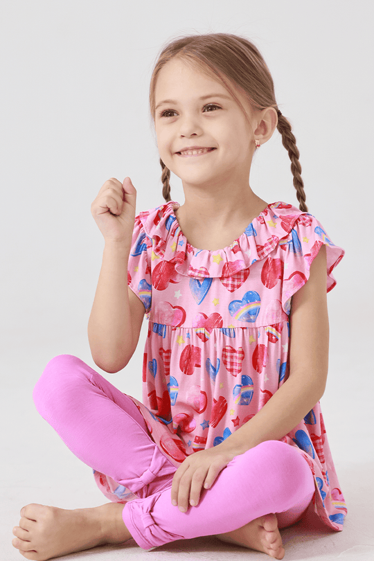 Customized Kids Knitted Short-Sleeved Tops and Long Bottoms-2416520297