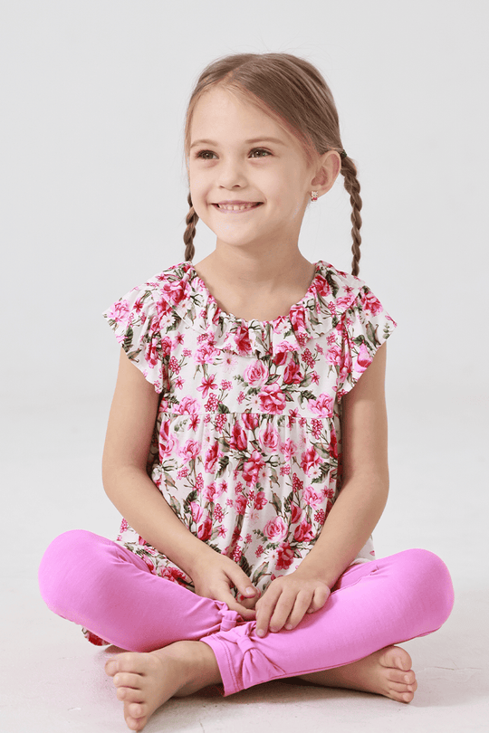 Customized Kids Knitted Short-Sleeved Tops and Long Bottoms-2416520297