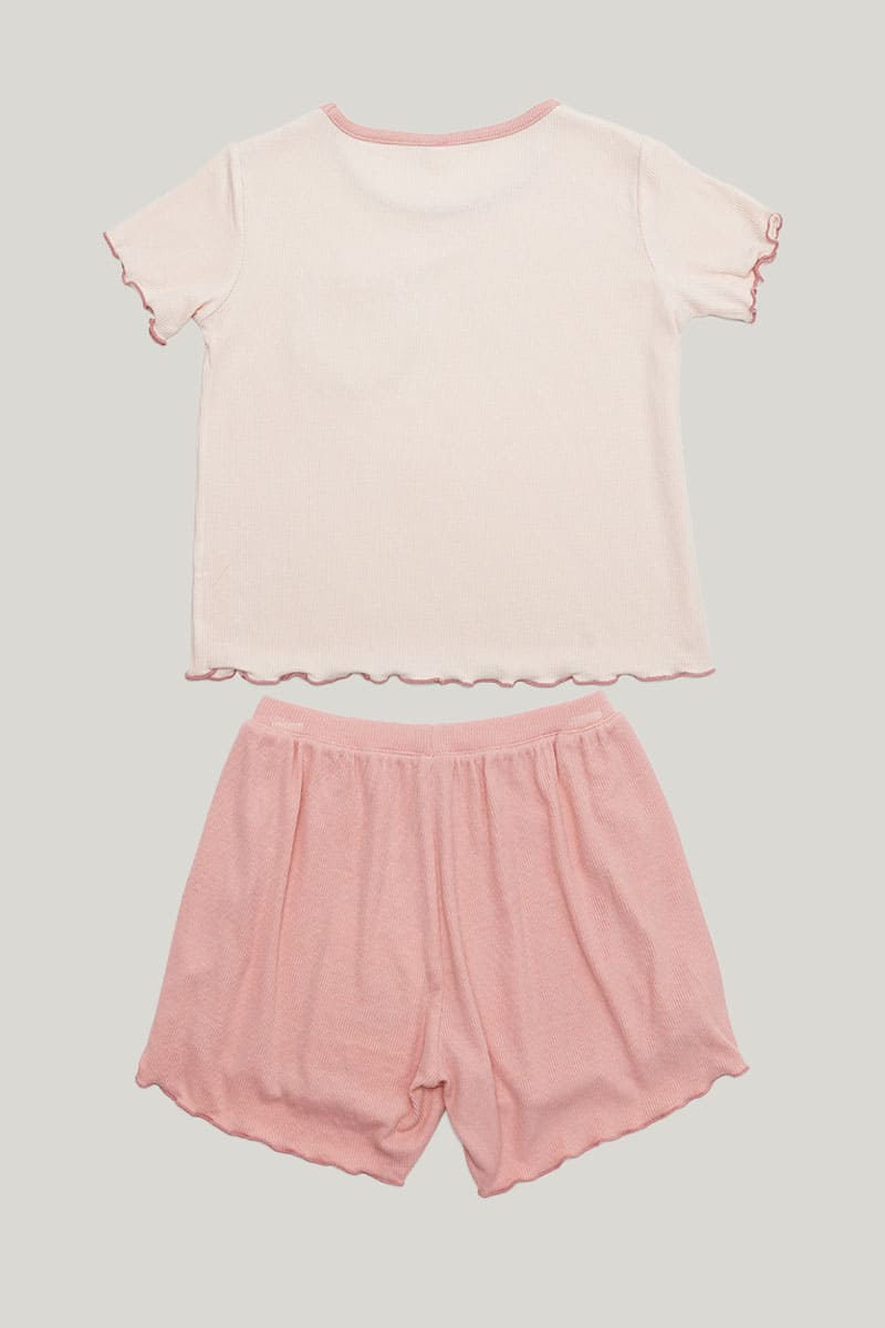 Children'S Short-Sleeved Shorts Pajamas Set, Soft And Comfortable Bamboo Fiber Wave Edge Design Childrenwear-2416340004