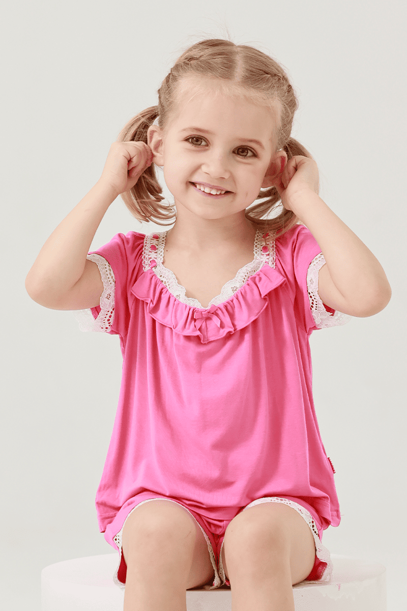 Customized Kids Bamboo Short-Sleeved Long Bottoms Knitted Suit-2416520402