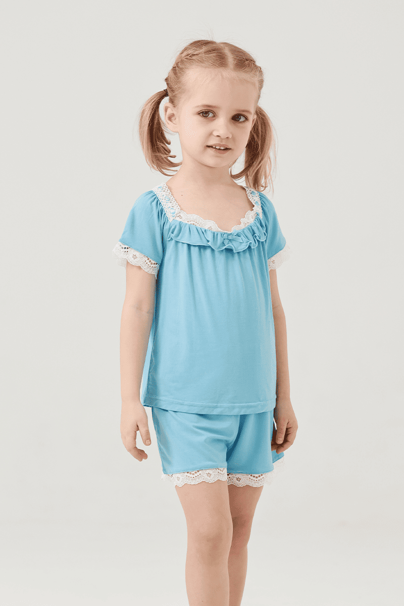 Customized Kids Bamboo Short-Sleeved Long Bottoms Knitted Suit